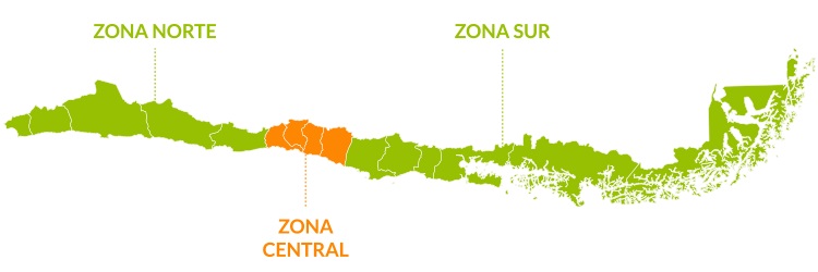 Chile zona norte - zona central - zona sur