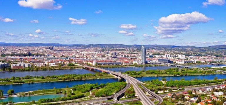 Panorámica de Viena y el Danubio